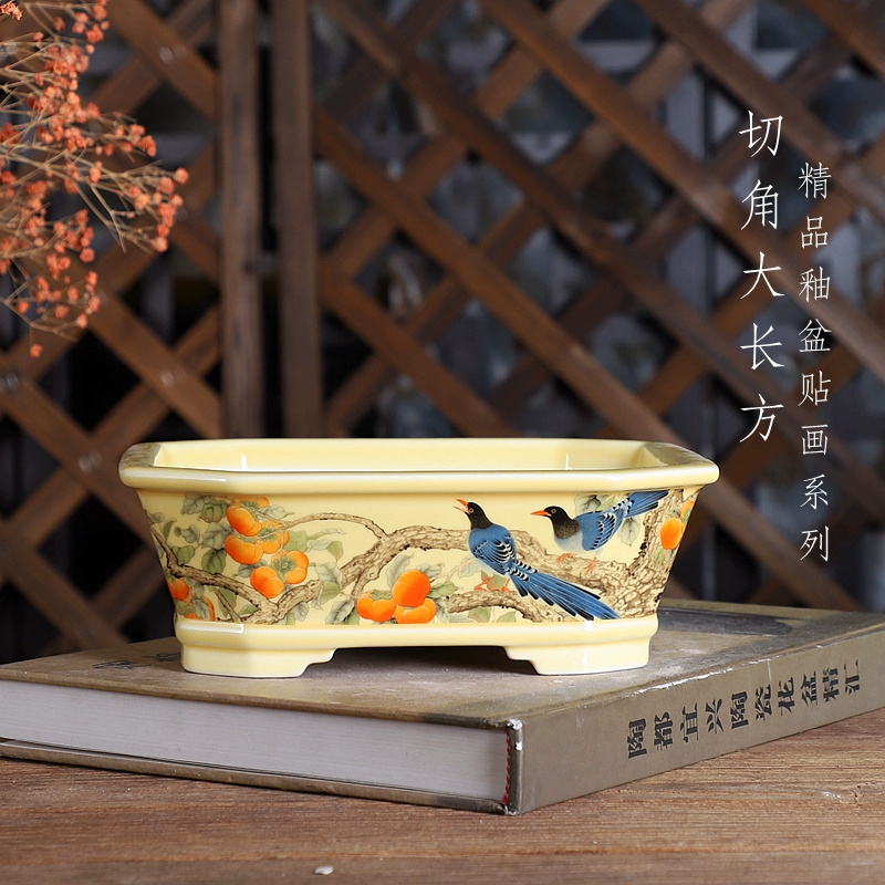 Bonsai Garden Desk - Pot à Bonsaï Rectangle en Porcelaine,