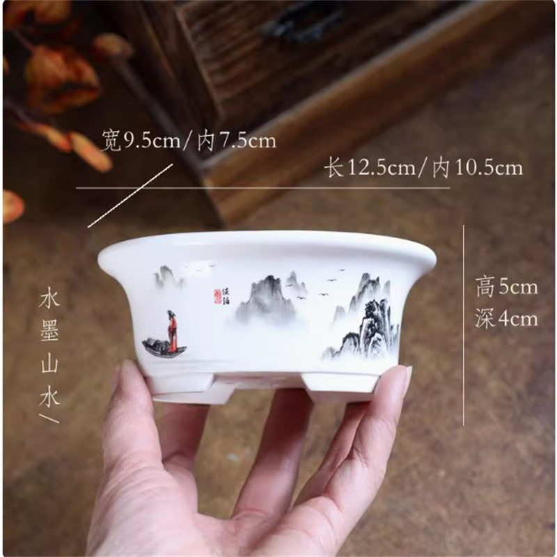 Pot à bonsaï ovale blanc en po - Bonsai Garden Desk avis et prix