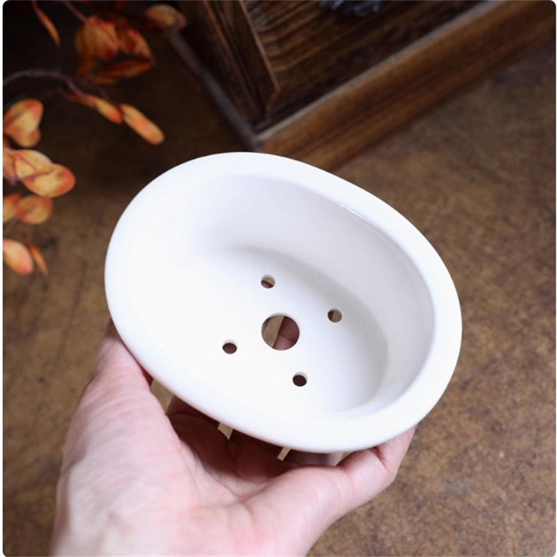 Pot à bonsaï ovale blanc en po - Bonsai Garden Desk avis et prix