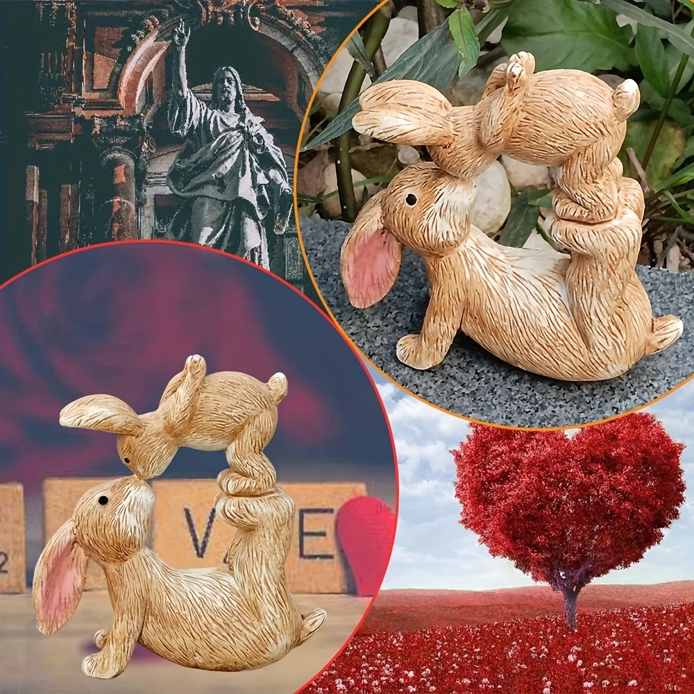 Statue de lapin baiser en rési - Bonsai Garden Desk avis et prix